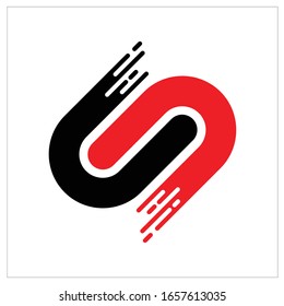 Das Letter S Logo kann für Anwendungssymbole verwendet werden. kann für Sicherheit, Technologie, Logo in rot und schwarz verwendet werden. EPS10.