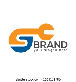 Letter S, Logo Letter S with chain and wrench. logo formed by chain and wrench