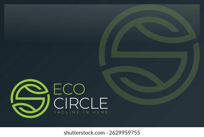 Letter S logo in circle formed leaf symbol with simple and modern shape