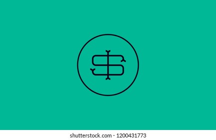 LETTER S AND I LOGO WITH CIRCLE FRAME FOR LOGO DESIGN OR ILLUSTRATION USE
