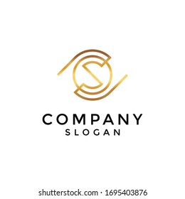the letter S logo in a circle with gold metal color. editable and easy to custom