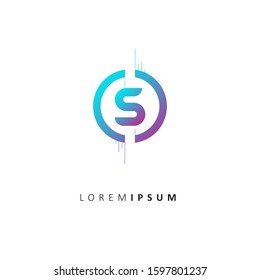 Letter S Logo with Circle and Line. Letter Symbol vector illustration template