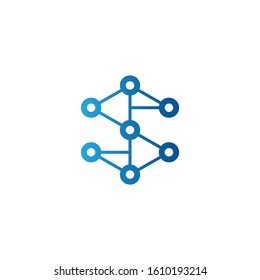 letter s logo with circuit template