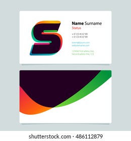 Letter S logo with colorful business card template design. Overlay logo.