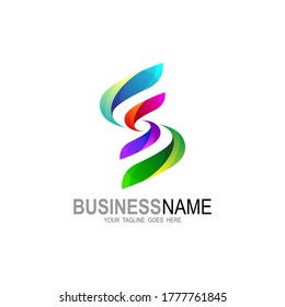 Letter S logo with colorful design template, Rainbow icons