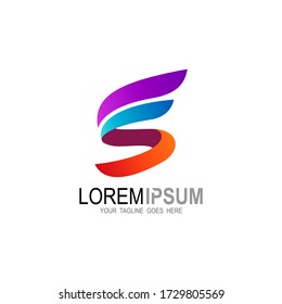 Letter S logo with  colorful icons, wing logo 