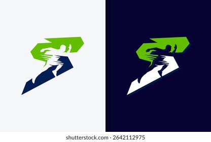 Letter S logo combined with  runner in modern dynamic design. Sport vector logo illustration.