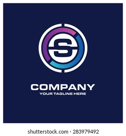 Letter S logo - Creative Circle Logo - Place for Company name and tag line . Business Icon - vector illustration