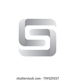 Letter S Logo Cube 3D Silver
