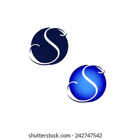 Letter S logo design with blue ball