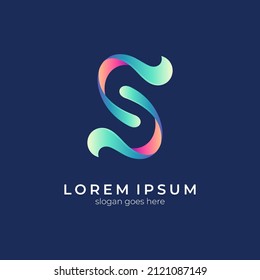 letter S logo design combination with wave shape