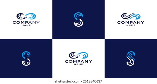 Letter s logo design combined with shaking hands Creative Abstract Wave Logo Design