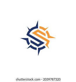 Diseño del logotipo de la letra S con brújula, icono de la letra S 