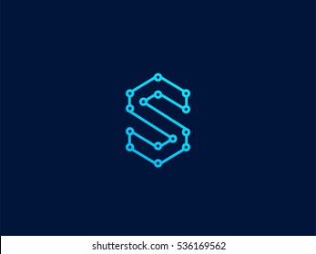 Letter S logo design concept formet by electric line. Technology,  hi-tech and innovative symbol template. Indissoluble connection Creative line sign. Universal vector icon