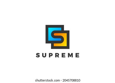Letter S Logo design Corporate Media vector template Square shape style.