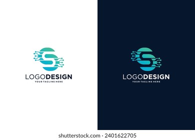 Letter S logo design for digital technology symbol.