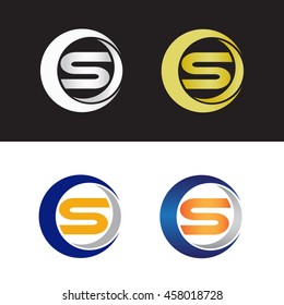 Letter S logo design with divided circle