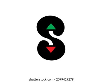 Diseño del logotipo de la letra S. Símbolo hacia abajo