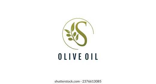 Letter S logo design element vector with olive concept