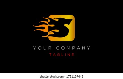 Letter S Logo Design, With Fire, Blaze, Flame Icon S