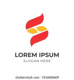 letter S logo design flat red and yellow color style