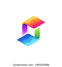 letter S logo design full color