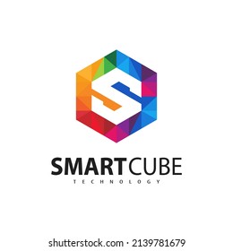 Letter S logo design, hexagon creative concept with colorful logo for technology2