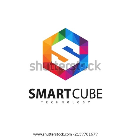 Letter S logo design, hexagon creative concept with colorful logo for technology2