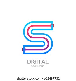 Letter S Logo Design, Linked shape square, Technology and digital, Connection vector logotype
