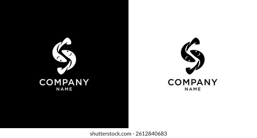 Letter s logo design made of two fish Abstract Fish Logo Design