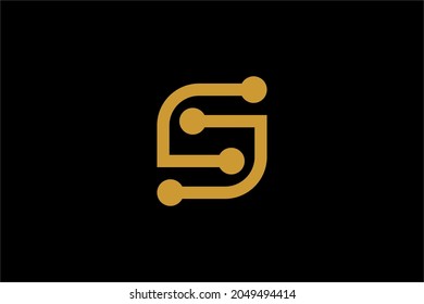 Letter S logo design. Monogram S type abstract symbol. Initial S and dot vector icons.