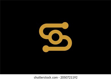 Diseño del logotipo de la letra S. Símbolo abstracto tipo S de monograma. Iconos vectoriales iniciales S y punto.