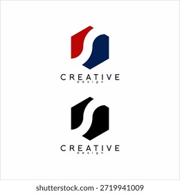 Diseño del logotipo de la letra S en espacio negativo en un concepto hexagonal.