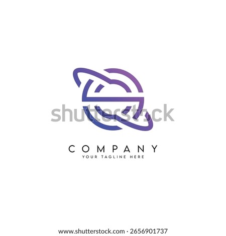 Letter S logo design with orbit ring planet style vector icon.