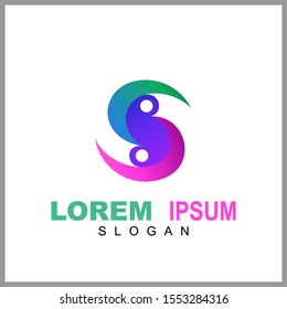 Letter S Logo Design With People Shape. Logo Concept Of Initial Letter Combination With Human Icon. Unique Lettermark Symbol