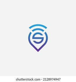 Letter s logo design with Point, location, gps template vector illustration.