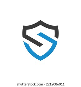 Letter S logo design in shield. Shield logo design in letter S