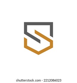 Diseño del logotipo de la letra S en escudo. Diseño del logotipo Escudo en la letra S