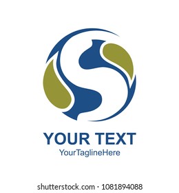 Letter S logo design template colored blue circle water drop design for business and company identity. Abstract initial S alphabet logo element.