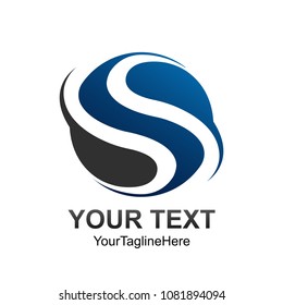 Letter S logo design template colored grey blue circle swoosh design for business and company identity. Abstract initial S alphabet logo element.