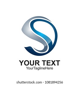 Letter S logo design template colored silver blue circle design for business and company identity. Abstract initial S alphabet logo element.