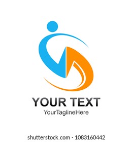 Letter S logo design template colored blue orange human swoosh design for business and company identity. Abstract initial S alphabet logo element.