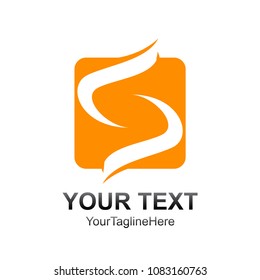 Letter S logo design template colored yellow square wave swoosh design for business and company identity. Abstract initial S alphabet logo element.