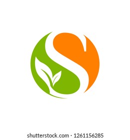 Letter S logo design template green leaf nature design for business and company identity. Abstract initial S alphabet logo element.