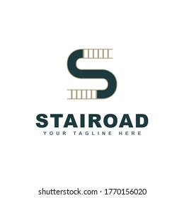 Letter s logo design template a combination road way and stair shapes. Symbol of Industrial construction. Typography vector can use for brand identity corporate business, development company