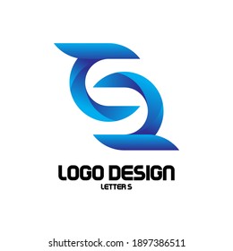 letter s logo design template with blue color