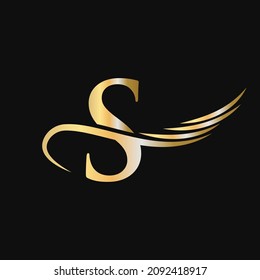 Letter S Logo Design Template. S Letter Logo Business And Company Identity Vector With Golden, Fashion, Wing Concept