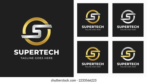 Letter S logo design template with luxury geometric shape style