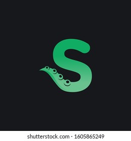 Letter S Logo Design with Tentacle Element