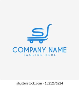 Letter S Logo Design With Trolley Shopping Chart Icon Symbol Illustration For E Commerce Business